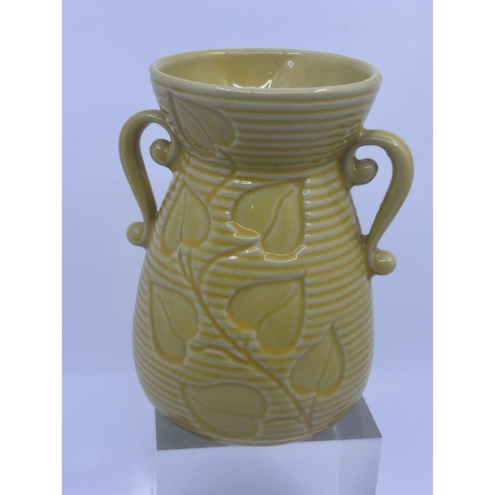 Shawnee Pottery #805 Yellow Vase 2 Handles Vine